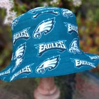 Philadelphia Eagles Bucket Hat, Handmade, Reversible to Black, Sizes up to 4XL, fishing hat, sun hat, floppy hat, ponytail hat, football