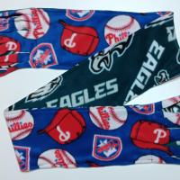 Philadelphia Phillies / Eagles Fleece Scarf with Fringe, Double Layer, Reversible, Handmade