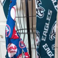 Philadelphia Phillies / Eagles Fleece Scarf with Fringe, Double Layer, Reversible, Handmade