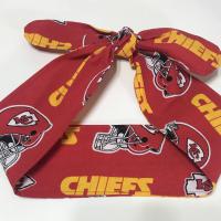 3” wide Kansas City Chiefs hair tie, headband, hair wrap, head wrap, pin up, self tie, scarf, neckerchief, retro, rockabilly, handmade