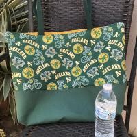 Tote bag, canvas bottom, Swingin' A's, Oakland A's Athletics baseball, one pocket, strong webbing straps, elephants