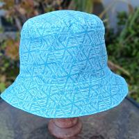 Geometic "F*ck" Print Bucket Hat, Reversible to Turquoise Blue, S-XXL, summer hat, sun hat, floppy hat, funny sassy gift for friend