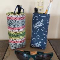 Fishing Theme Upright Eyeglasses Holder, Glasses Stand, Eyeglasses Cup, Weighted Fabric Eyeglasses Case, Fishing Gift, Handmade