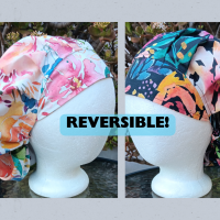 Bouffant Reversible Watercolor Floral scrub cap, adjustable, nurse, technician, doctor, food service, handmade