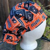 Bouffant Reversible Philadelphia Phillies / Flyers scrub cap, adjustable, nurse, technician, doctor, food service, handmade
