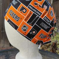 Toggle Cord Lock Reversible Philadelphia 76ers / Flyers scrub cap, handmade, for short hair, adjustable, for nurse, dentist, technician, food service
