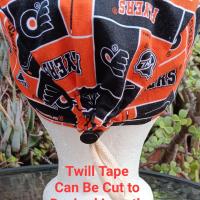 Toggle Cord Lock Reversible Philadelphia 76ers / Flyers scrub cap, handmade, for short hair, adjustable, for nurse, dentist, technician, food service