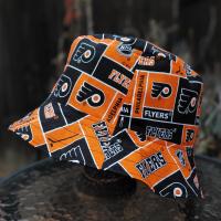 Philadelphia Flyers Bucket Hat, Handmade, Reversible to Black, Sizes up to 4XL, fishing hat, sun hat, floppy hat, ponytail hat, hockey