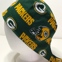 Reversible Green Bay Packers & Camouflage scrub cap, tie back, cotton, skull cap, welding cap, for nurse tech technician doctor, handmade