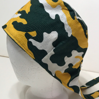 Reversible Green Bay Packers & Camouflage scrub cap, tie back, cotton, skull cap, welding cap, for nurse tech technician doctor, handmade
