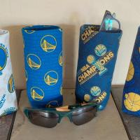 Golden State Warriors Upright Eyeglasses Holder, Handmade, Standing Weighted Glasses Case, Fabric Glasses Stand, GSW Gift
