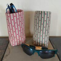 Farmhouse Hearts Upright Eyeglasses Holder, Country Charm Glasses Holder, Cottage Style Eyeglasses Case, Weighted Stand-up Glasses Pouch