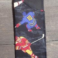 Hockey Print Eyeglass Sleeve, Hockey Appreciation Gift, Glasses Pouch, Black and White Sunglasses Case
