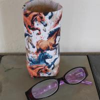Horses Eyeglasses Holder, Glasses Stand, Glasses Holder, Horse Mom Gift, Weighted Stand-up Glasses Pouch, Horse Lover Gift