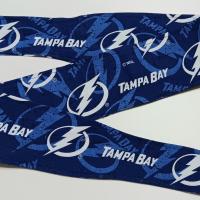 3” Wide Tampa Bay Lightning headband, self tie, handmade, hair wrap, pin up style, hair tie, scarf, rockabilly, bandana, hockey