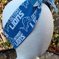 3” Wide Detroit Lions headband, hair wrap, hair tie, head wrap, pin up, hair tie, retro style, head scarf, handmade