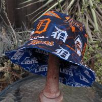 Detroit Lions / Tigers Bucket Hat, Handmade, Reversible, Sizes up to 4XL, Michigan sports, summer hat, fishing hat, sun hat, floppy hat, ponytail hat