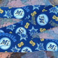 3” Wide Seattle Mariners headband, throwback, handmade, self tie, hair wrap, pin up style, hair tie, head scarf, retro style