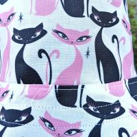 Mod Cats Bucket Hat, Reversible to Black, Sizes up to 4XL, summer hat, sun hat, floppy hat, retro style gift for cat lover, handmade