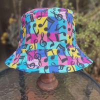 Music Theme Bucket Hat, Multicolor, Musical Notes, Reversible, Sizes up to 4XL, band hat, fishing hat, sun hat