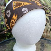 3” wide San Diego Padres headband, handmade, self tie, hair wrap, head wrap, pin up style, scarf, bandana, retro style, rockabilly, baseball