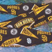 3” wide San Diego Padres headband, handmade, self tie, hair wrap, head wrap, pin up style, scarf, bandana, retro style, rockabilly, baseball