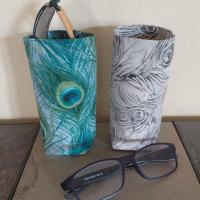 Peacock Print Eyeglasses Holder, Glasses Stand, Glasses Holder, Mom Gift, Weighted Stand-up Glasses Pouch, Peacock Lover Gift