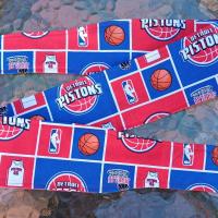 3” Wide Detroit Pistons Headband, Handmade, self tie, hair wrap, pin up style, hair tie, bandana, head scarf, retro style, basketball
