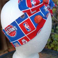 3” Wide Detroit Pistons Headband, Handmade, self tie, hair wrap, pin up style, hair tie, bandana, head scarf, retro style, basketball