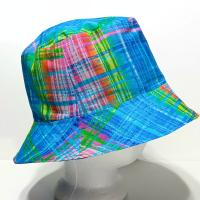 Bright Colors Plaid Bucket Hat, Reversible, Sizes up to 4XL, Cotton, floppy hat, ponytail hat, sun hat, fishing hat, beach hat, gardening hat