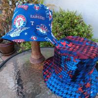 Texas Rangers Bucket Hat, Handmade, Reversible, Sizes up to 4XL, fishing hat, sun hat, floppy hat, ponytail hat, baseball