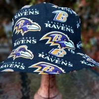 Baltimore Ravens / Orioles Bucket Hat, Reversible, Unisex Sizes up to 4XL, Handmade, fishing hat, ponytail sun hat, floppy hat