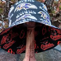 Baltimore Ravens / Orioles Bucket Hat, Handmade, Reversible, Unisex Sizes up to 4XL, fishing hat, ponytail sun hat, floppy hat, football, baseball