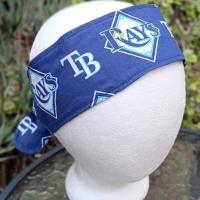 3” Wide Tampa Bay Rays headband, self tie, hair wrap, pin up style, hair tie, bandana, scarf, rockabilly, bandana, baseball, handmade