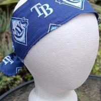 3” Wide Tampa Bay Rays headband, self tie, hair wrap, pin up style, hair tie, bandana, scarf, rockabilly, bandana, baseball, handmade