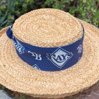 3” Wide Tampa Bay Rays headband, self tie, hair wrap, pin up style, hair tie, bandana, scarf, rockabilly, bandana, baseball, handmade