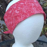 3” Wide Poppies Floral headband, self tie, hair wrap, pin up style, hair tie, retro style, rockabilly, head scarf