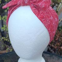 3” Wide Poppies Floral headband, self tie, hair wrap, pin up style, hair tie, retro style, rockabilly, head scarf