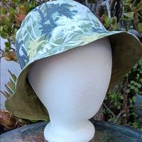 Tropical Theme Bucket Hat, Palm Trees Camouflage, Size Large, floppy hat, fishing hat, sun hat, beach hat, Hawaiian resort cruise vacation hat