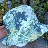 Tropical Theme Bucket Hat, Palm Trees Camouflage, Size Large, floppy hat, fishing hat, sun hat, beach hat, Hawaiian resort cruise vacation hat