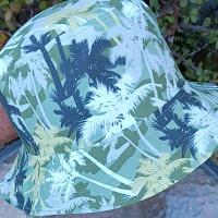 Tropical Theme Bucket Hat, Palm Trees Camouflage, Size Large, floppy hat, fishing hat, sun hat, beach hat, Hawaiian resort cruise vacation hat