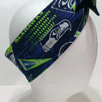 3” wide Seattle Seahawks hair tie, headband, self tie, pin up style, scarf, retro style, rockabilly, handmade