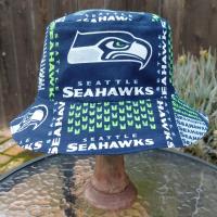Seattle Seahawks / Mariners Bucket Hat, Handmade, Reversible, Sizes XS to 4XL, ponytail hat, fishing hat, sun hat, floppy hat, ponytail hat, football, baseball