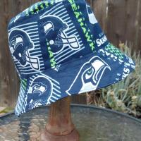 Seattle Seahawks / Mariners Bucket Hat, Handmade, Reversible, Sizes XS to 4XL, ponytail hat, fishing hat, sun hat, floppy hat, ponytail hat, football, baseball