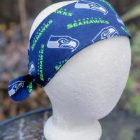 Seattle Seahawks headband, handmade, 3" wide, self tie, pin up style, head scarf, hat band, football fan gift