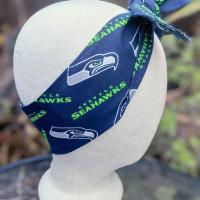 Seattle Seahawks headband, handmade, 3" wide, self tie, pin up style, head scarf, hat band, football fan gift