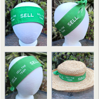 3” Wide SELL headband, self tie, kelly green, SELL THE TEAM, Oakland baseball, pin up style, scarf, bandana, hat band, handmade