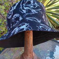Skulls Bucket Hat, Black and White, Reversible, Unisex Sizes up to 4XL, cotton, summer hat, fishing hat, ponytail sun hat, floppy hat, Halloween