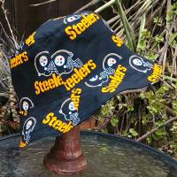Pittsburgh Steelers Bucket Hat, Handmade, Reversible to Black, Unisex Sizes up to 4XL, fishing hat, sun hat, floppy hat, ponytail hat