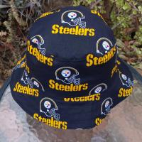Pittsburgh Steelers Bucket Hat, Handmade, Reversible to Black, Unisex Sizes up to 4XL, fishing hat, sun hat, floppy hat, ponytail hat